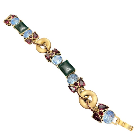 Talbots Jewelry - Talbots vintage gemstone bracelet gold tone, blue purple green gems 7.5”